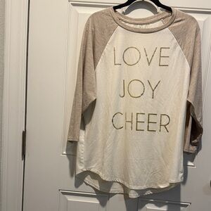 State of Mind Two-Tone Raglan Tee - Ivory & Beige